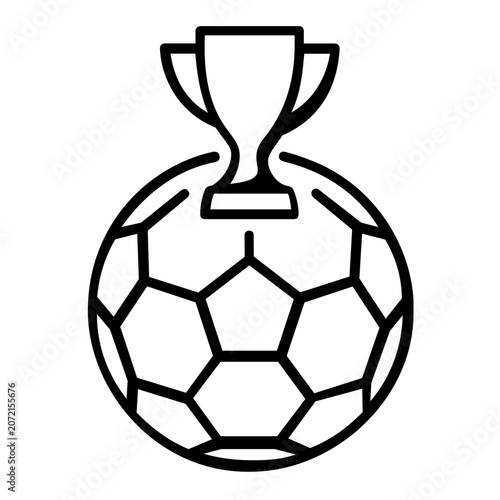 A clean flat vector line icon of a World Cup globe, suited for global football promotions, sports calendars, team brackets, or tournament website navigation.