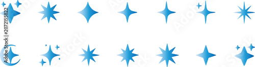 Photos Collection of various blue gradient star and sparkle graphic elements representi