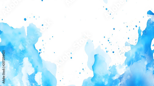 Modern Blue Watercolor Stains and Splashes, Minimal Artistic Background Design. Abstract Blue Watercolor Splash Background with Artistic Ink Stains and Paint Splatters