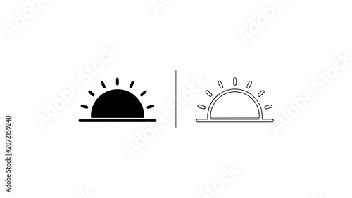 Minimalist Sunrise and Sunset Icon Set Design