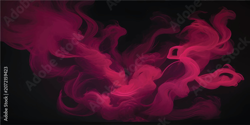Quadro su tela premium Abstract colorful smoke swirls on black background with dynamic blue, re
