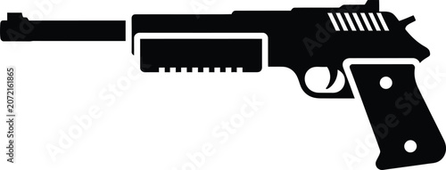 Obraz na plátně Silhouette vector handgun side view for police and security design