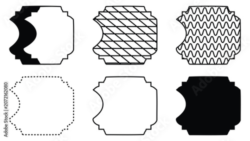 Vintage Label Frames Vector Set, Black and White Decorative Borders Collection, Retro Blank Tags and Badges Design Elements