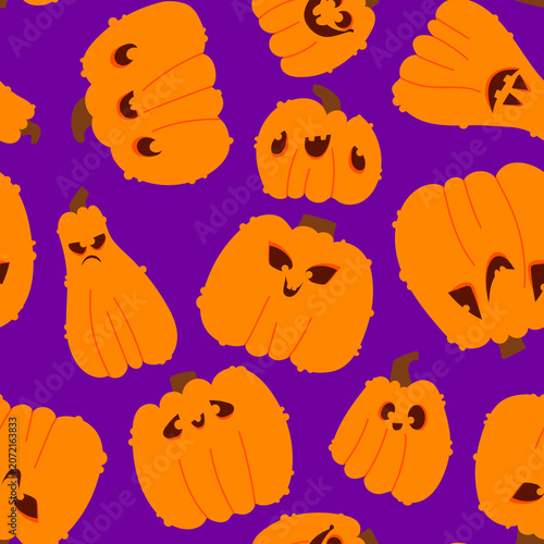 Orange Halloween Pumkin seamless pattern