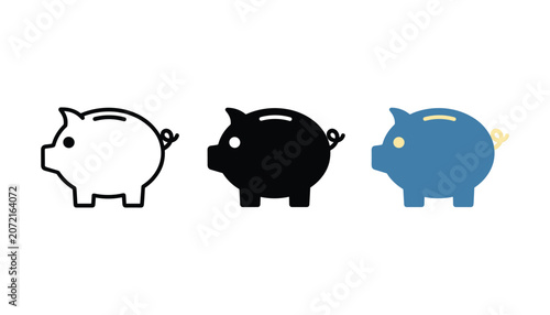 Fotografía Piggy bank savings icon set for financial planning and banking concepts featurin