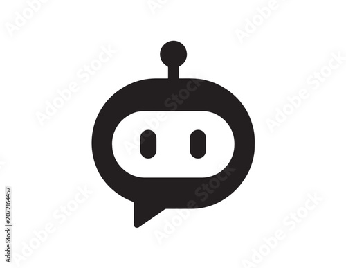 Black Chatbot Robot Head Icon Vector