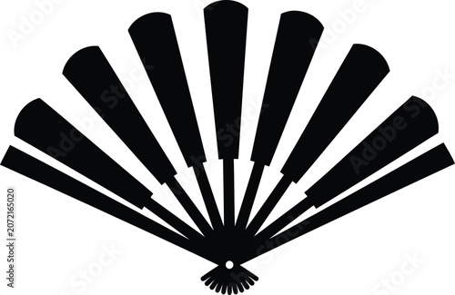 Obraz na plátně Silhouette vector of an elegant Japanese style hand fan design