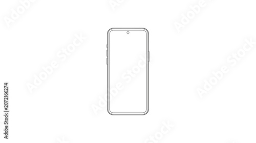 Clean vector outline illustration of a modern smartphone isolated on white background art.