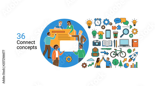 Concept of team collaboration and business innovation showing creative project workspace.