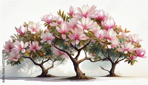 Magnolia Trees Isolated On White Background D Render