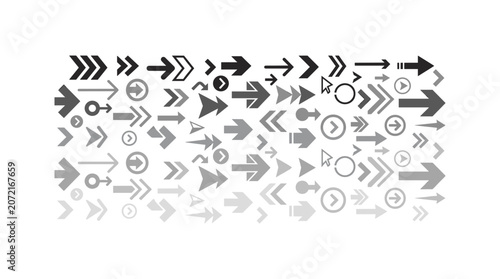 Arrow icon set collection featuring various directional pointers and web navigation shapes.