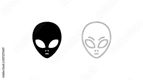 Bild auf Leinwand Minimalist Alien Head Icons Set