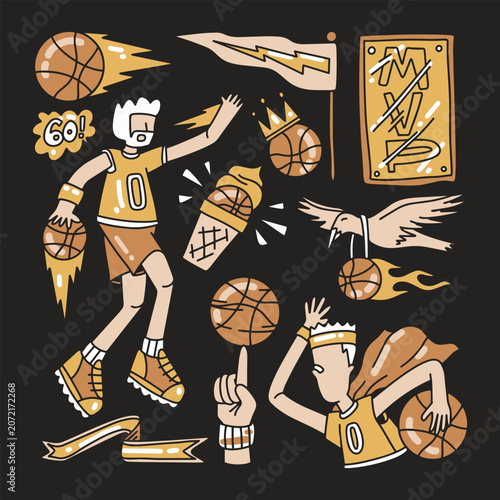 Vector basketball tshirt design, streetwear basketball graphic design, vector doodle basketball design, sport illustration, hand drawn, illustration, vector, sports, game, competition