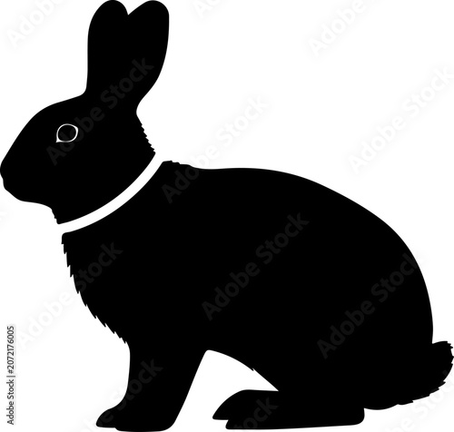Clean vector graphic of a rabbit silhouette, symbolizing agility, nature, and the animal kingdom for creative purposes