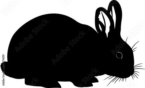 Silhouette of a rabbit bunny animal character isolated on white background for design graphic element