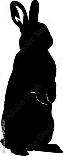 Minimalist Black Silhouette of a Standing Rabbit Vector Illustration