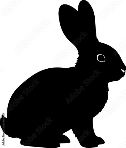 Minimalist black rabbit bunny silhouette illustration isolated on white background