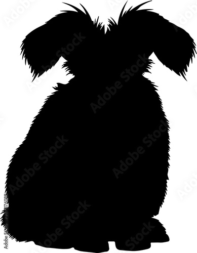 Cute fluffy bunny rabbit silhouette vector illustration isolated on white background