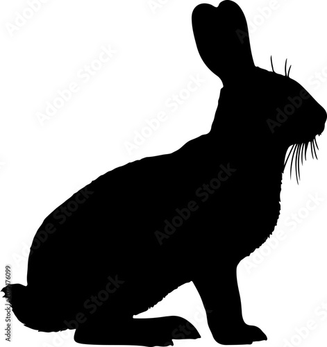 Black Silhouette of a Sitting Rabbit Vector Illustration on White Background