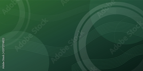 Abstract green background with digital dotted wave patterns and circular geometric shapes vector illustration
