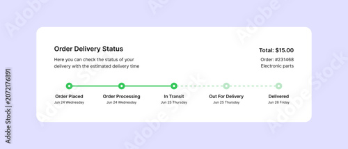 Order Delivery Status Tracking Progress Bar UI Design