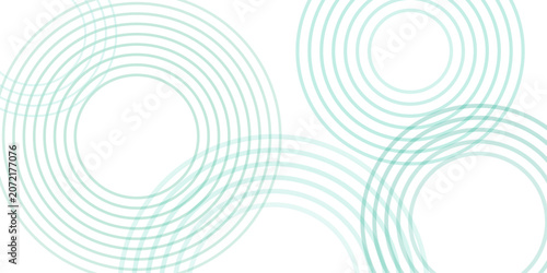 Abstract background with overlapping concentric circles in light teal vector graphic design