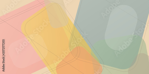 Abstract geometric background with soft pastel shapes and thin dashed outline patterns vector