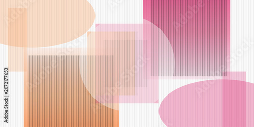 Abstract geometric background with overlapping shapes and vertical line patterns in soft colors