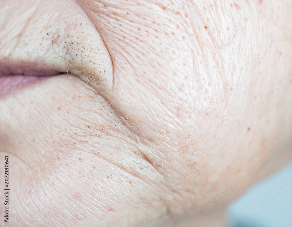 Fototapeta premium Macro close up of mature man skin with wrinkles and fine lines