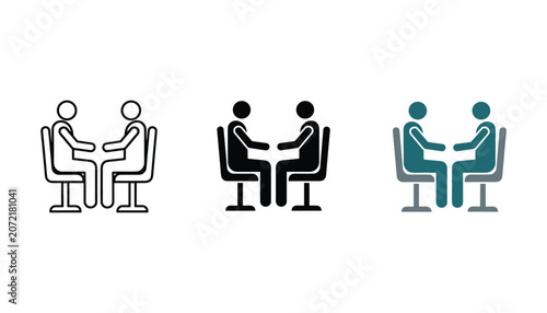 Photos Professional meeting icons showing two people sitting at a table for business co