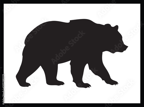 Grizzly Bear Silhouette Vector Icon for Wild Nature Animal Design