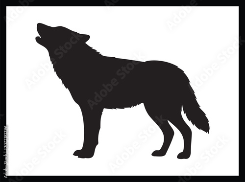 Howling Wolf Silhouette Vector Icon for Wild Nature Animal Design