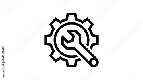 Gear and wrench icon for industrial design.