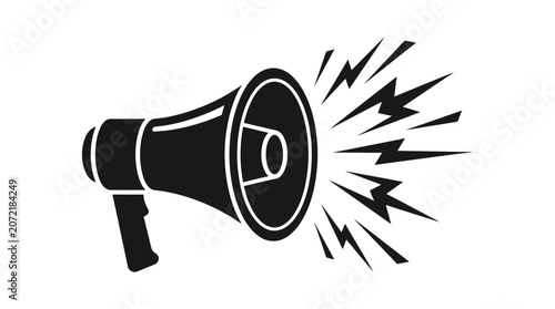 Fotografi A loud illustration of a megaphone emitting loud noises and sound waves