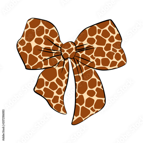 Giraffe Print Bow Illustration, Cute Animal Pattern Hair Bow