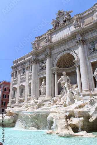 ROME, ITALY - JUNE 5, 2016: Sculptural details of the Trevi Fountain in Piazza di Trevi