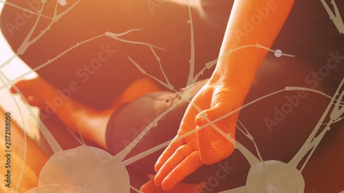 Sunlight entering left starting camera sliding downward, hand uncurling, overlay showing calm focus