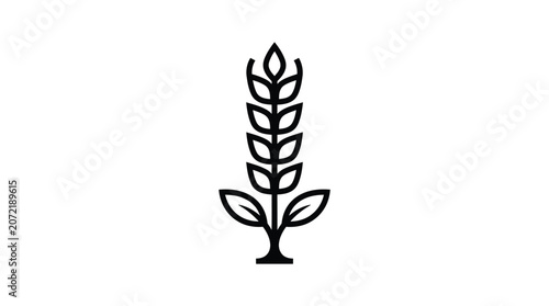 Minimalist wheat icon in black and white design.