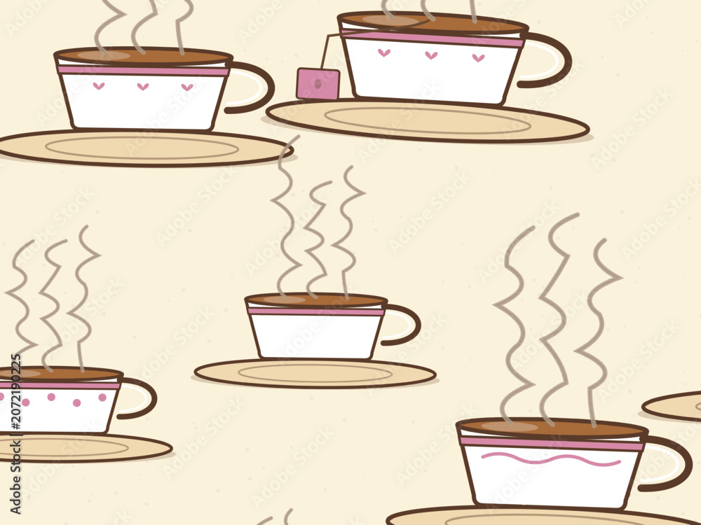 Obraz premium Porcelain Tea Cups Cafe Background