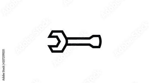 Black and white hex socket wrench icon design.