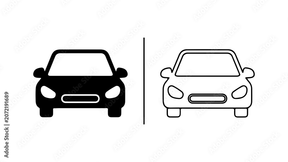 Obraz premium Minimalist Car Front View Vector Set