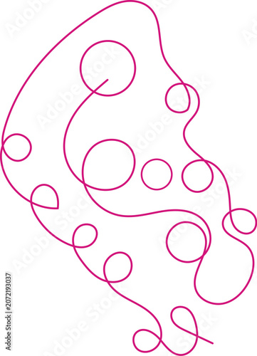 Abstract pink continuous line drawing with loops and circles