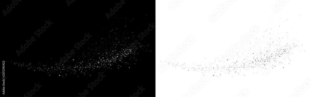 Obraz premium Silver sparkle dust cloud appears in PNG with glowing particles and soft elegant tone. Perfect for festive cards, banners, and premium designs. Transparent background ensures clean usage.