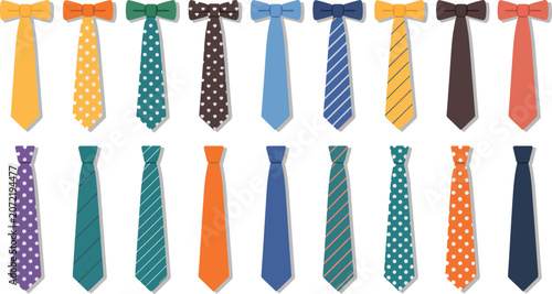 Photos Men tie, and bow tie symbols, necktie accessories representing professional business wear formal clothing and elegant fashion styles