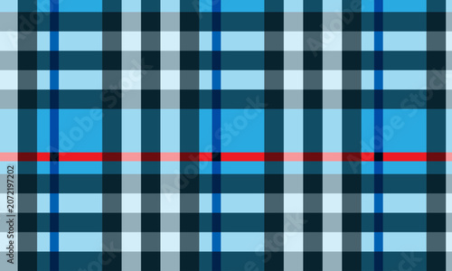 Blue tartan pattern with red in a seamless repeating design vector illustration Isolated on white background