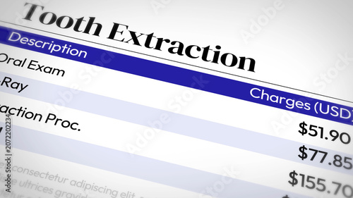 Detailed tooth extraction procedure cost breakdown concept design