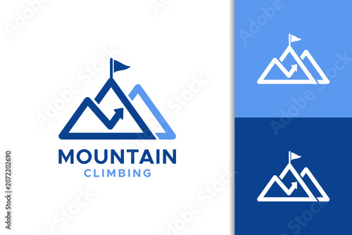A modern abstract geometric mountain peak logo design featuring an upward-pointing arrow and a flag at the top. It symbolizes success and the journey of a business.