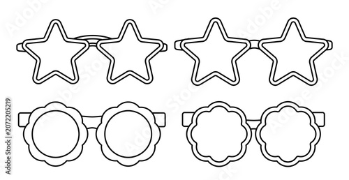 Cuadro en lienzo Set of Cute shaped glasses outline Coloring Page Template