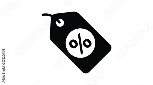 Price Tag With Percent Sign Black Silhouette Design