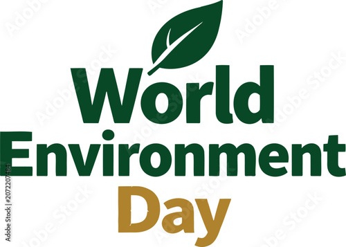 World Environment Day logo with green leaf icon isolated on white background